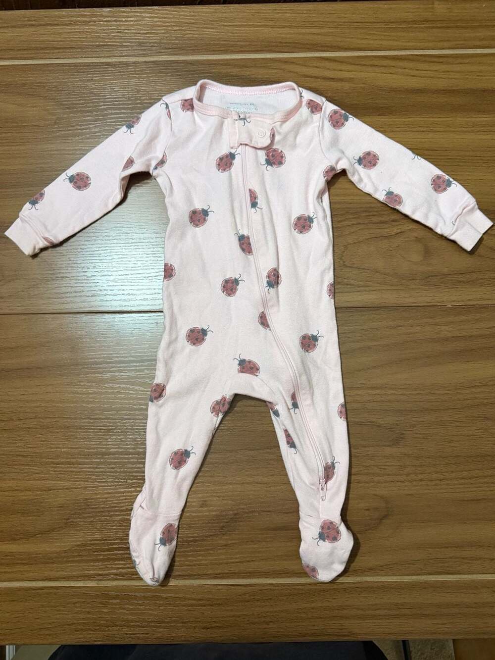 Member's Mark Organic Cotton Sleep & Play Size 6M Pink Ladybug Footed